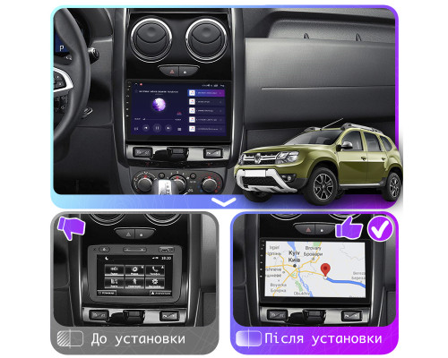 Штатная магнитола Lesko для Renault Duster I Рестайлинг 2015-2021 экран 9" 2/32Gb CarPlay 4G Wi-Fi GPS Prime