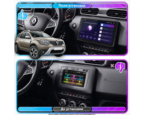 Штатная магнитола Lesko для Renault Duster II 2020-н.в экран 10" 4/64Gb 4G Wi-Fi GPS Top