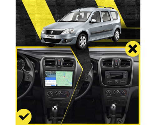 Штатная магнитола Lesko для Renault Logan II 2012-2018 экран 10" 1/16Gb Wi-Fi GPS Base