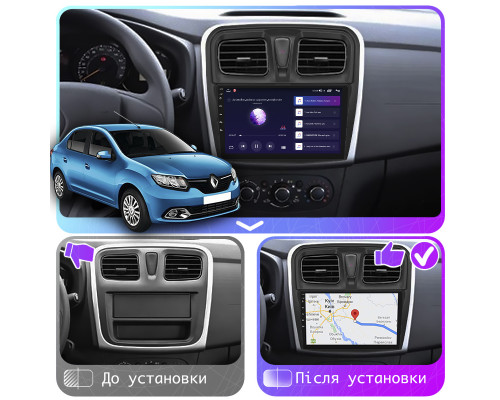 Штатная магнитола Lesko для Renault Logan II 2012-2018 экран 10" 2/32Gb CarPlay 4G Wi-Fi GPS Prime