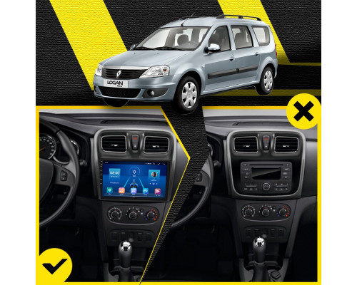 Штатная магнитола Lesko для Renault Logan II 2012-2018 экран 10" 6/128Gb 4G Wi-Fi GPS Top