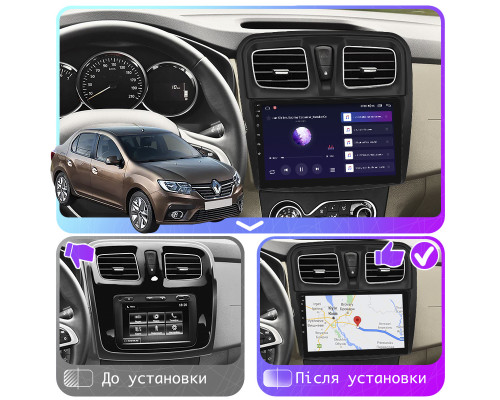 Штатная магнитола Lesko для Renault Logan II Рестайлинг 2018-н.в экран 10" 4/64Gb CarPlay 4G Wi-Fi GPS Prime