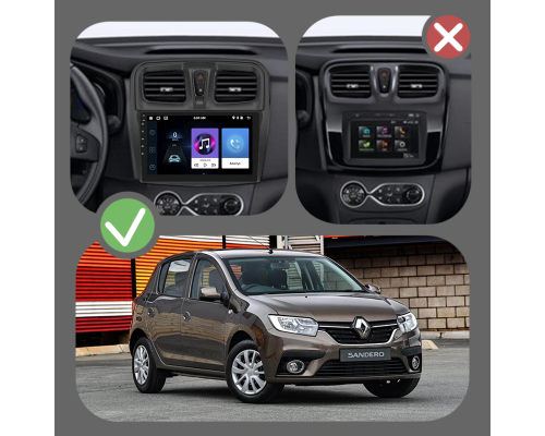 Штатная магнитола Lesko для Renault Sandero II Рестайлинг 2018-н.в экран 10" 2/32Gb Wi-Fi GPS Base