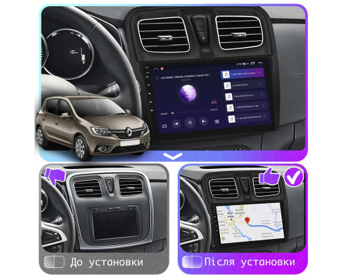 Штатная магнитола Lesko для Renault Sandero II Рестайлинг 2018-н.в экран 10" 6/128Gb 4G Wi-Fi GPS Top