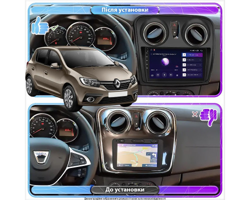 Штатная магнитола Lesko для Renault Sandero II Рестайлинг ver 2 2018-н.в экран 9" 2/32Gb Wi-Fi GPS Base