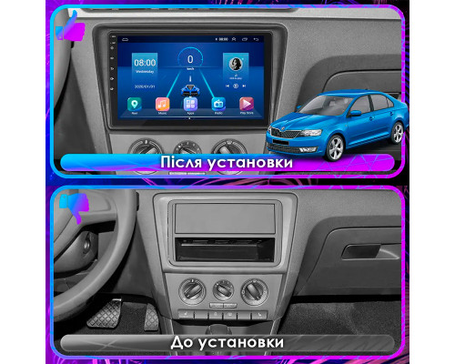 Штатная магнитола Lesko для Skoda Rapid I Рестайлинг 2017-2020 экран 9" 6/128Gb 4G Wi-Fi GPS Top