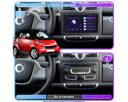 Штатная магнитола Lesko для Smart Fortwo 451 2007-2010 экран 9" 6/128Gb 4G Wi-Fi GPS Top