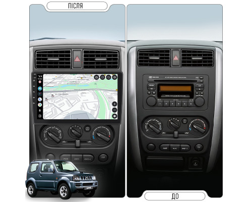Штатная магнитола Lesko для Suzuki Jimny III Рестайлинг 1 2005-2012 экран 9" 2/32Gb 4G Wi-Fi GPS Top