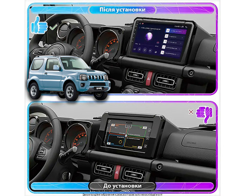 Штатная магнитола Lesko для Suzuki Jimny III Рестайлинг 2 2012-2019 экран 9" 4/64Gb CarPlay 4G Wi-Fi GPS Prime