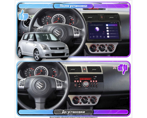 Штатная магнитола Lesko для Suzuki Swift III 2004-2011 экран 10" 2/32Gb CarPlay 4G Wi-Fi GPS Prime