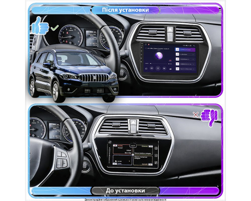 Штатная магнитола Lesko для Suzuki SX4 II (S-Cross) Рестайлинг 2016-н.в. экран 9" 4/64Gb CarPlay 4G Wi-Fi GPS Prime