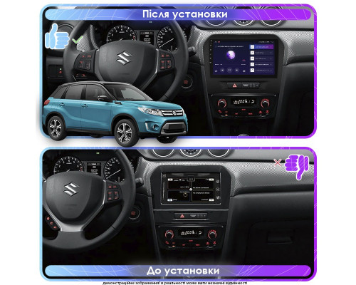 Штатная магнитола Lesko для Suzuki Vitara II 2014-2019 экран 9" 2/32Gb Wi-Fi GPS Base