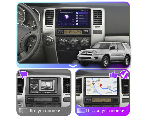 Штатная магнитола Lesko для Toyota 4Runner IV Рестайлинг 2005-2009 экран 9" 2/32Gb CarPlay 4G Wi-Fi GPS Prime