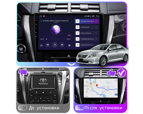 Штатная магнитола Lesko для Toyota Aurion II 2012-2017 экран 10" 4/64Gb CarPlay 4G Wi-Fi GPS Prime
