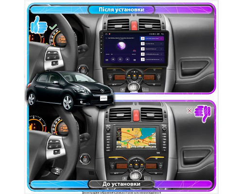 Штатная магнитола Lesko для Toyota Auris I Рестайлинг 2009-2012 экран 10" 6/128Gb 4G Wi-Fi GPS Top