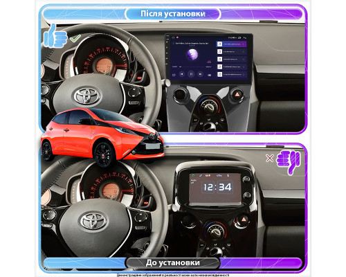 Штатная магнитола Lesko для Toyota Aygo II 2014-2018 экран 10" 4/64Gb CarPlay 4G Wi-Fi GPS Prime