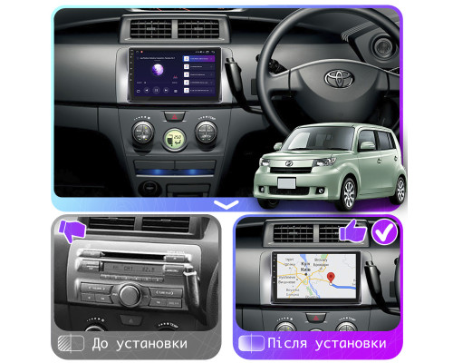 Штатная магнитола Lesko для Toyota bB II Рестайлинг 2008-2016 экран 9" 2/32Gb CarPlay 4G Wi-Fi GPS Prime