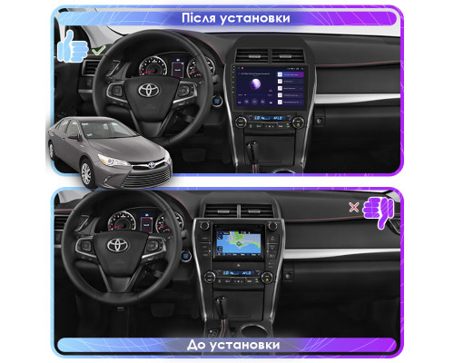 Штатная магнитола Lesko для Toyota Camry (USA) VII (V55) 2011-2015 экран 10" 4/64Gb CarPlay 4G Wi-Fi GPS Prime