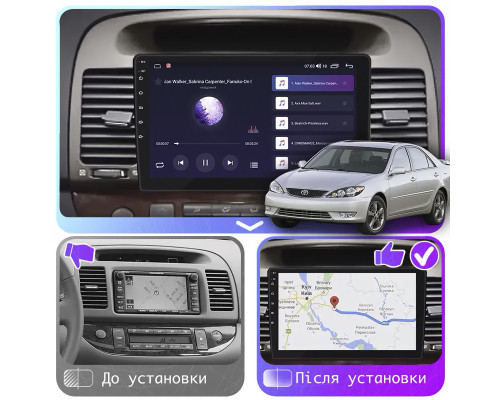 Штатная магнитола Lesko для Toyota Camry V (XV30) Рестайлинг 2004-2006 экран 9" 4/64Gb 4G Wi-Fi GPS Top