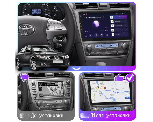 Штатная магнитола Lesko для Toyota Camry VI (XV40) Рестайлинг 2009-2011 экран 10" 6/128Gb 4G Wi-Fi GPS Top