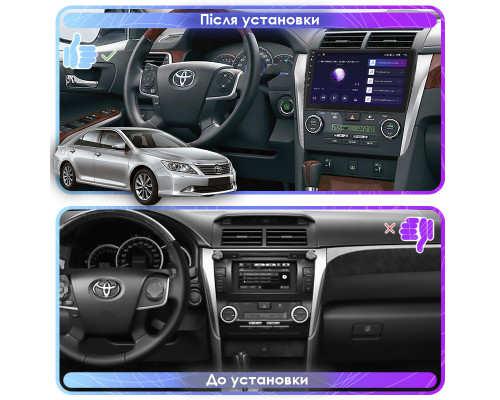 Штатная магнитола Lesko для Toyota Camry VII (XV50) 2011-2014 экран 10" 2/32Gb Wi-Fi GPS Base