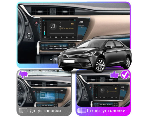 Штатная магнитола Lesko для Toyota Corolla XI (E160, E170) Рестайлинг 2015-н.в. экран 10" 6/128Gb 4G Wi-Fi GPS Top