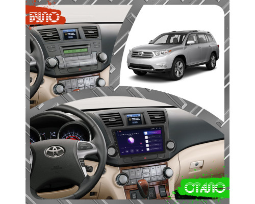 Штатная магнитола Lesko для Toyota Highlander II (U40) 2007-2010 экран 10" 2/32Gb CarPlay 4G Wi-Fi GPS Prime