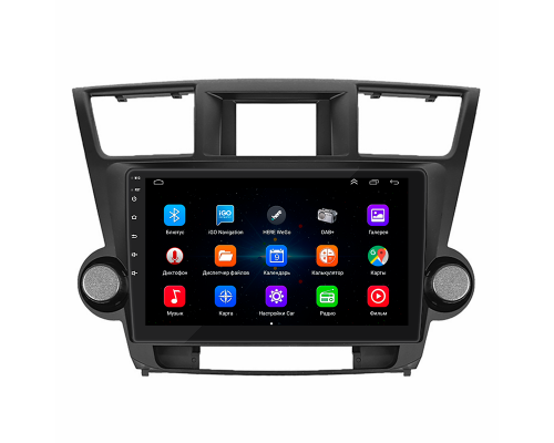 Штатная магнитола Lesko для Toyota Highlander II (U40) Рестайлинг 2010-2013 экран 10" 1/16Gb Wi-Fi GPS Base