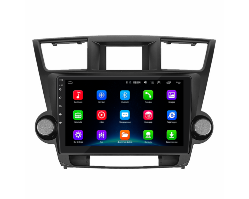 Штатная магнитола Lesko для Toyota Highlander II (U40) Рестайлинг 2010-2013 экран 10" 2/32Gb Wi-Fi GPS Base