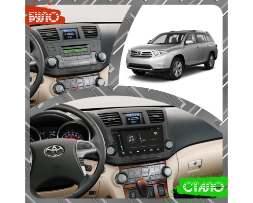 Штатная магнитола Lesko для Toyota Highlander II (U40) Рестайлинг 2010-2013 экран 10" 6/128Gb 4G Wi-Fi GPS Top