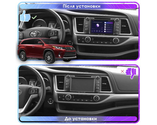 Штатная магнитола Lesko для Toyota Highlander III (U50) Рестайлинг 2016-2019 экран 10" 4/64Gb CarPlay 4G Wi-Fi GPS Prime