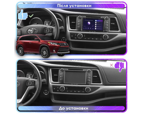 Штатная магнитола Lesko для Toyota Highlander III (U50) Рестайлинг 2016-2019 экран 10" 6/128Gb 4G Wi-Fi GPS Top