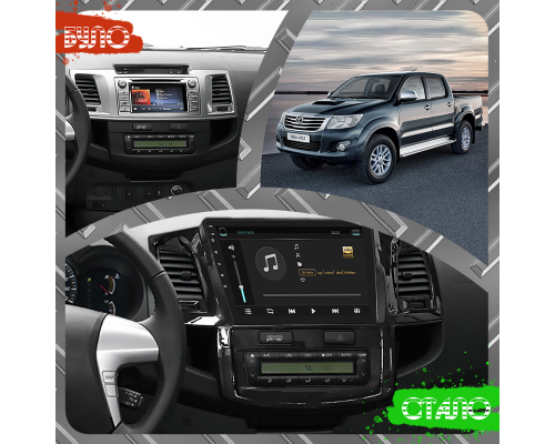Штатная магнитола Lesko для Toyota Hilux VII Рестайлинг 2011-2015 экран 9" 6/128Gb 4G Wi-Fi GPS Top