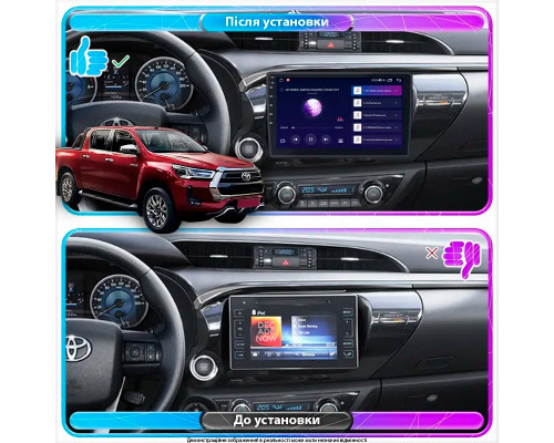 Штатная магнитола Lesko для Toyota Hilux VIII 2015-2020 экран 10" 6/128Gb 4G Wi-Fi GPS Top