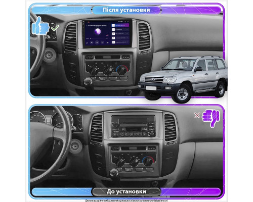 Штатная магнитола Lesko для Toyota Land Cruiser 100 Series Рестайлинг 1 2002-2005 экран 9" 2/32Gb Wi-Fi GPS Base