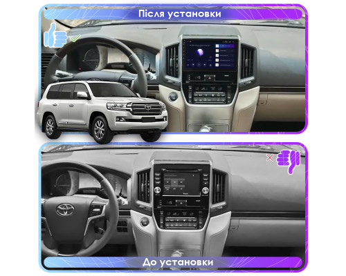 Штатная магнитола Lesko для Toyota Land Cruiser 200 Series Рестайлинг 2 2015-2021 экран 9" 2/32Gb 4G Wi-Fi GPS Top