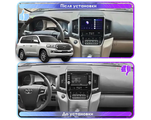 Штатная магнитола Lesko для Toyota Land Cruiser 200 Series Рестайлинг 2 2015-2021 экран 9" 4/64Gb 4G Wi-Fi GPS Top