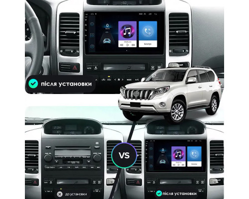 Штатная магнитола Lesko для Toyota Land Cruiser Prado 120 Series 2002-2007 экран 9" 2/32Gb Wi-Fi GPS Base