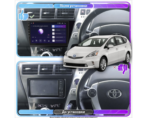 Штатная магнитола Lesko для Toyota Prius I (ZVW40/41) left wheel 2012-2017 экран 9" 2/32Gb 4G Wi-Fi GPS Top
