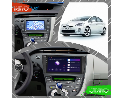 Штатная магнитола Lesko для Toyota Prius III (XW30) 2009-2011 экран 9" 4/64Gb CarPlay 4G Wi-Fi GPS Prime