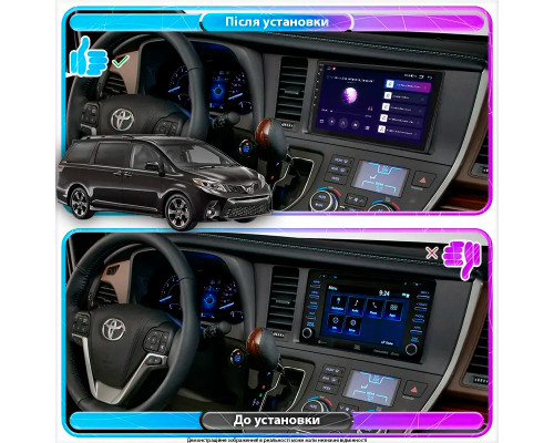 Штатная магнитола Lesko для Toyota Sienna III Рестайлинг 2 2017-2020 экран 9" 6/128Gb 4G Wi-Fi GPS Top