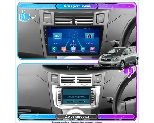 Штатная магнитола Lesko для Toyota Yaris II 2005-2009 экран 9" 2/32Gb Wi-Fi GPS Base