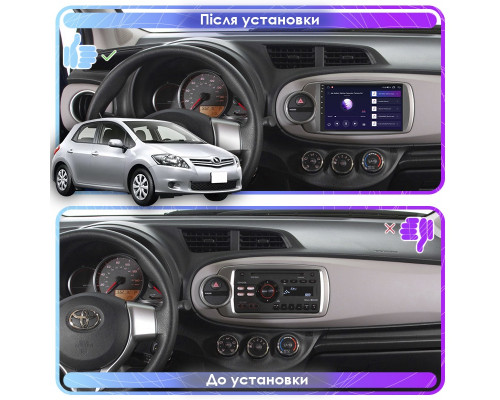 Штатная магнитола Lesko для Toyota Yaris III 2010-2014 экран 9" 2/32Gb Wi-Fi GPS Base