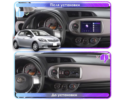 Штатная магнитола Lesko для Toyota Yaris III 2010-2014 экран 9" 4/64Gb CarPlay 4G Wi-Fi GPS Prime