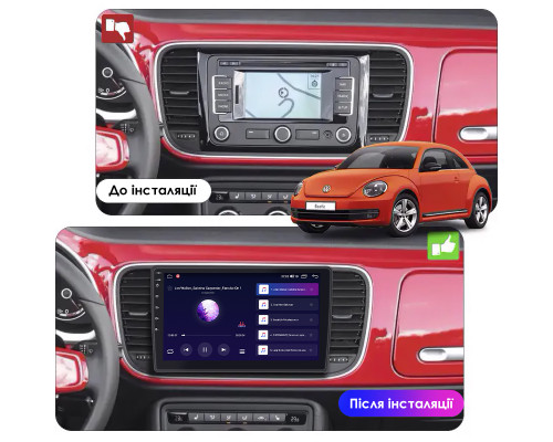 Штатная магнитола Lesko для Volkswagen Beetle II (A5) 2011-2019 экран 10" 2/32Gb CarPlay 4G Wi-Fi GPS Prime