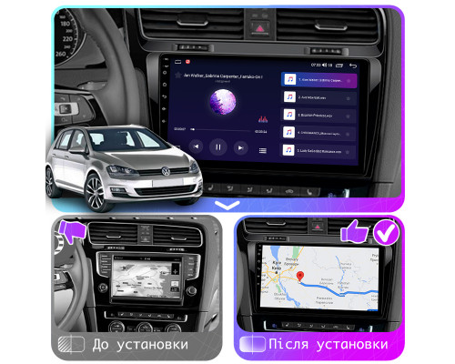 Штатная магнитола Lesko для Volkswagen Golf VII 2012-2017 экран 10" 4/64Gb CarPlay 4G Wi-Fi GPS Prime