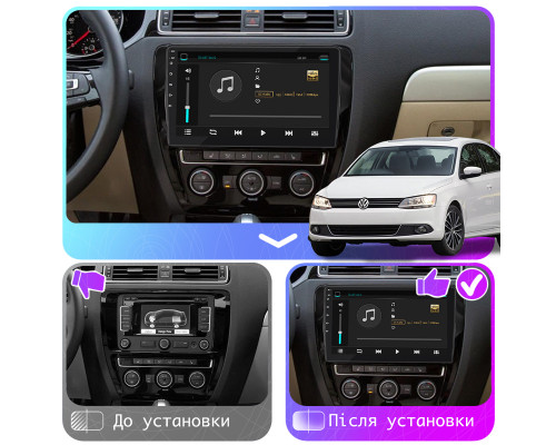 Штатная магнитола Lesko для Volkswagen Jetta VI 2010-2015 экран 10" 4/32Gb 4G Wi-Fi GPS Top