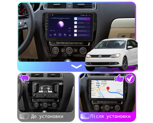Штатная магнитола Lesko для Volkswagen Jetta VI Рестайлинг 2014-2018 экран 10" 4/64Gb CarPlay 4G Wi-Fi GPS Prime