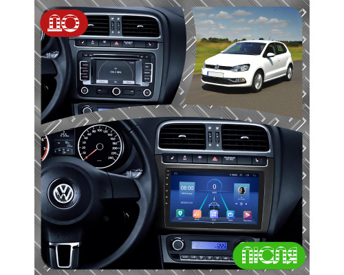 Штатная магнитола Lesko для Volkswagen Polo V 2009-2015 экран 9" 2/32Gb 4G Wi-Fi GPS Top
