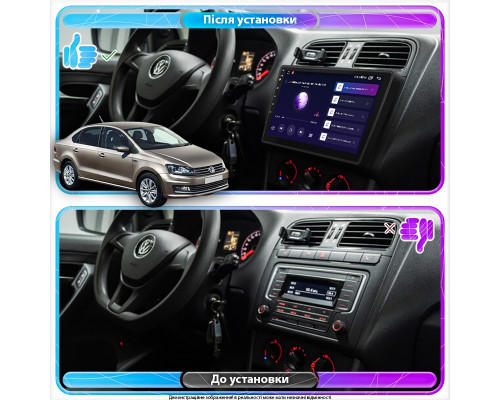 Штатная магнитола Lesko для Volkswagen Polo V Рестайлинг 2014-2020 экран 10" 6/128Gb 4G Wi-Fi GPS Top